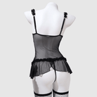 Kobine Women's Grunge Sheer Lace-up Cutout Sexy Lingerie Set