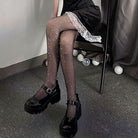 Kobine Women's Grunge Shiny Fishnet Stockings