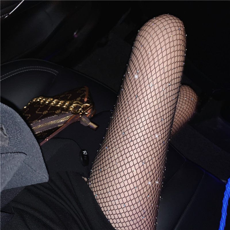 Kobine Women's Grunge Shiny Fishnet Stockings
