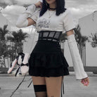 Kobine Women's Grunge Side Lacing Double-layer Mini Skirts