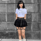 Kobine Women's Grunge Side Lacing Double-layer Mini Skirts