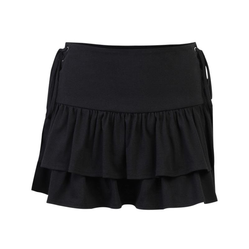 Kobine Women's Grunge Side Lacing Double-layer Mini Skirts