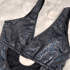 Kobine Women's Grunge Snakeskin Print Plunge V Cutout One-Piece Swimsuit
