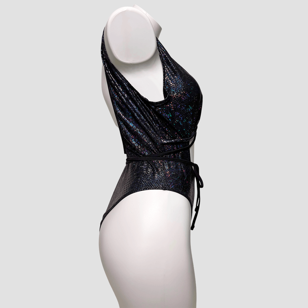 Kobine Women's Grunge Snakeskin Print Plunge V Cutout One-Piece Swimsuit