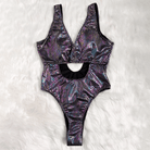 Kobine Women's Grunge Snakeskin Print Plunge V Cutout One-Piece Swimsuit