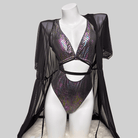 Kobine Women's Grunge Snakeskin Print Plunge V Cutout One-Piece Swimsuit