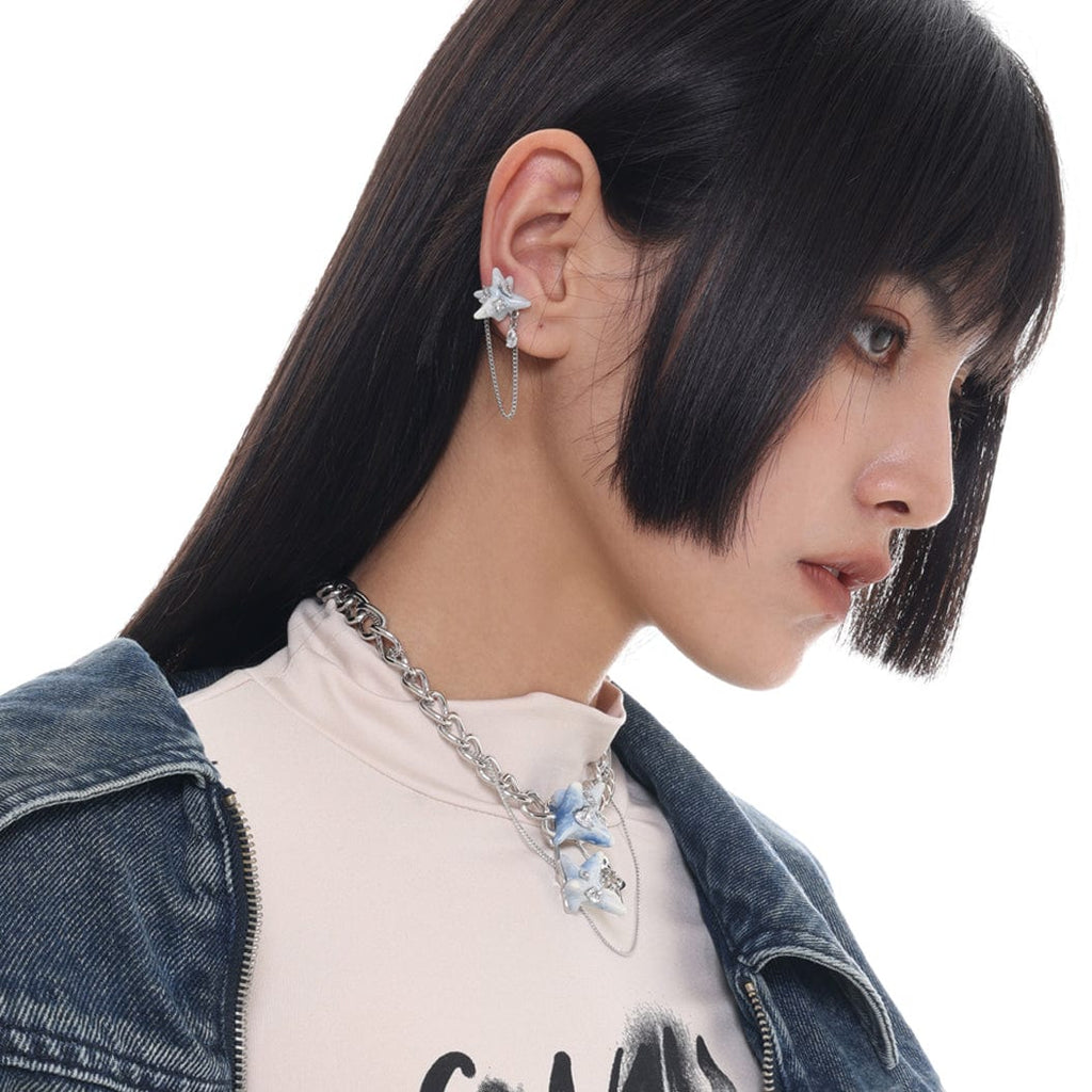 Kobine Women's Grunge Starfish Tassel Earrings