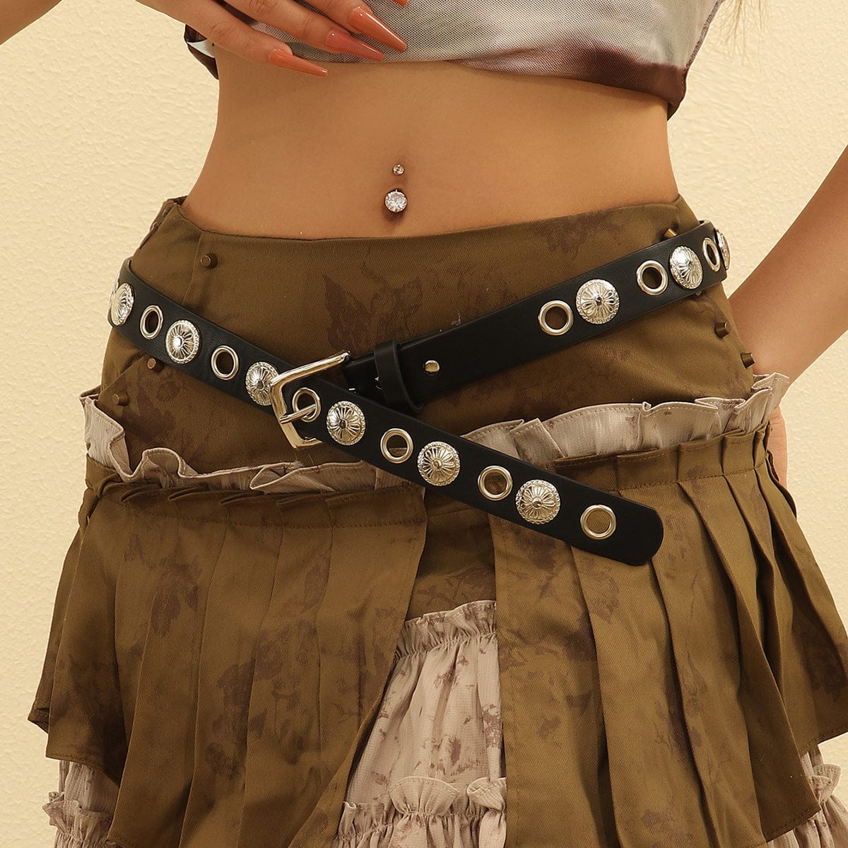 Ceinture cloutée grunge pour femme Kobine