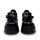 Kobine Women's Grunge Studded Eyelet‑Strap Bow Wedge Platform Shoes