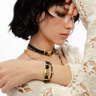 Kobine Women's Grunge Unhappy Cat Double-layered Bracelet