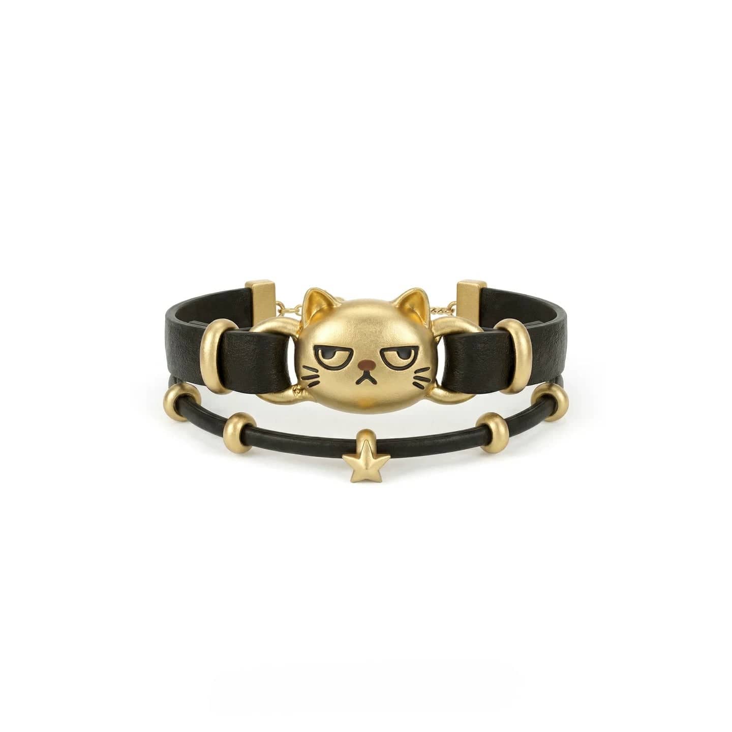 Kobine Women's Grunge Unhappy Cat Double-layered Bracelet