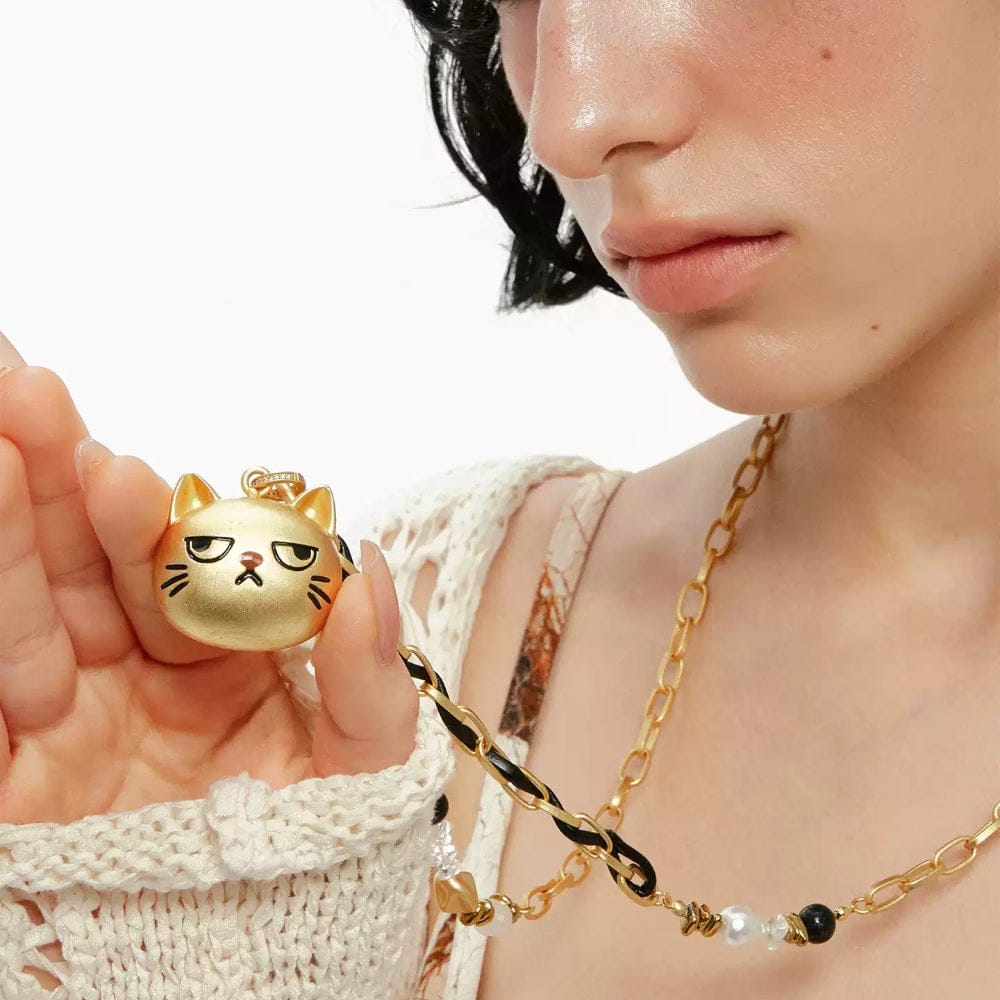 Kobine Women's Grunge Unhappy Cat Long Necklace