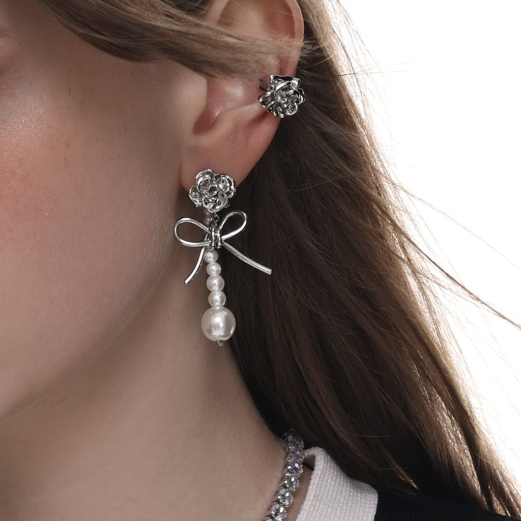 Kobine Women's Lolita Bowknot Rose Beaded Earrings