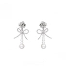Kobine Women's Lolita Bowknot Rose Beaded Earrings