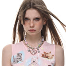 Kobine Women's Lolita Colorful Beaded Heart Necklace