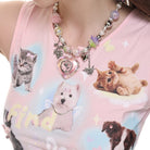 Kobine Women's Lolita Colorful Beaded Heart Necklace