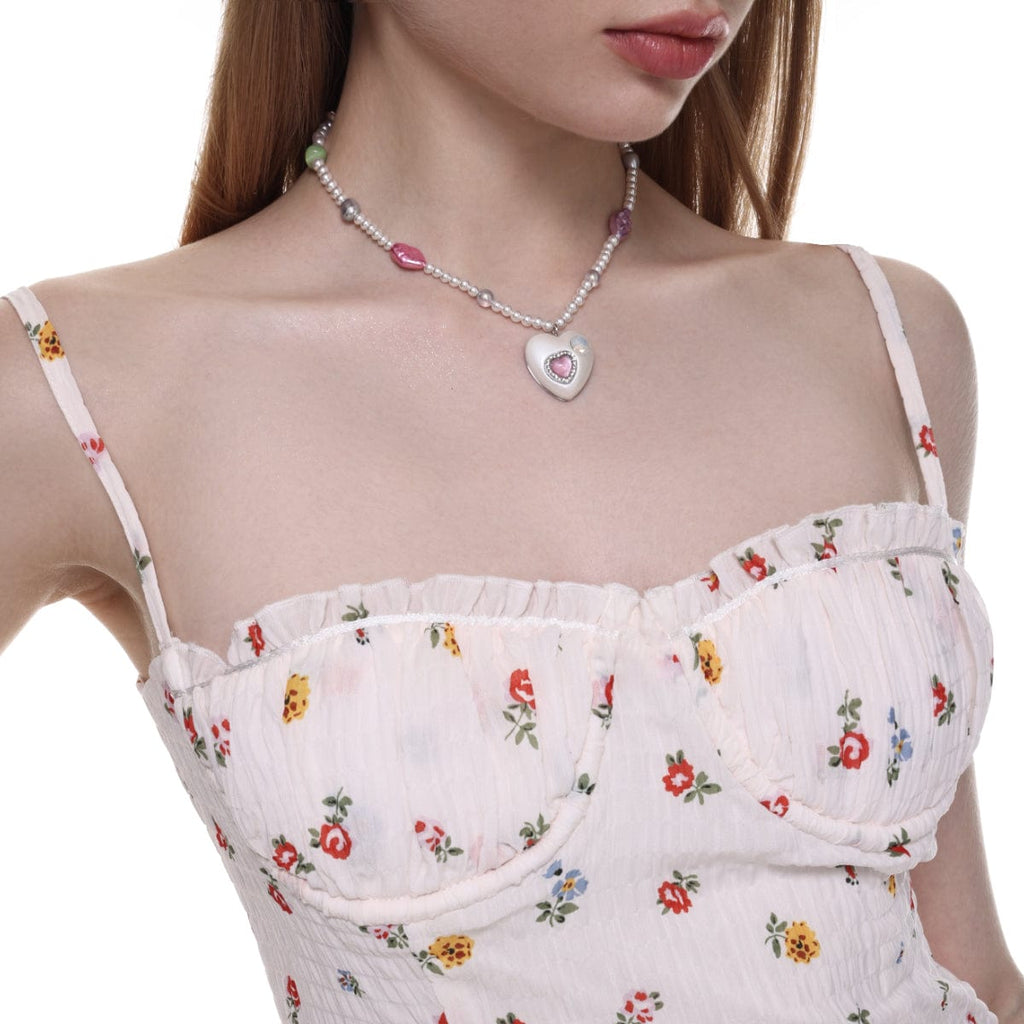 Kobine Women's Lolita Diamante Heart Pearl Necklace