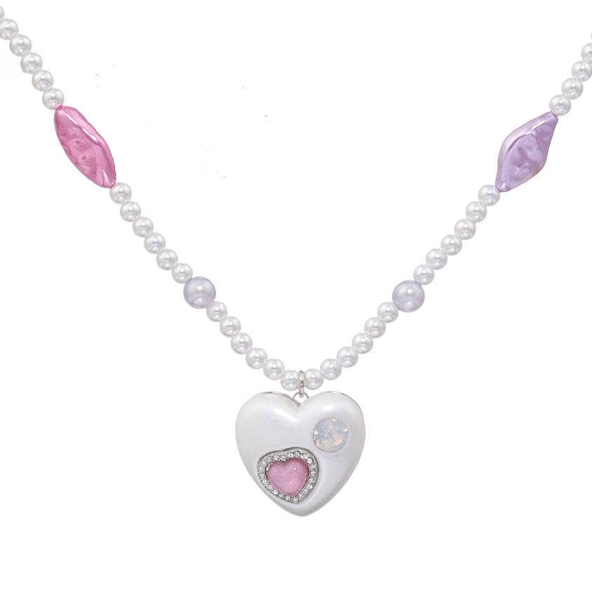 Kobine Women's Lolita Diamante Heart Pearl Necklace