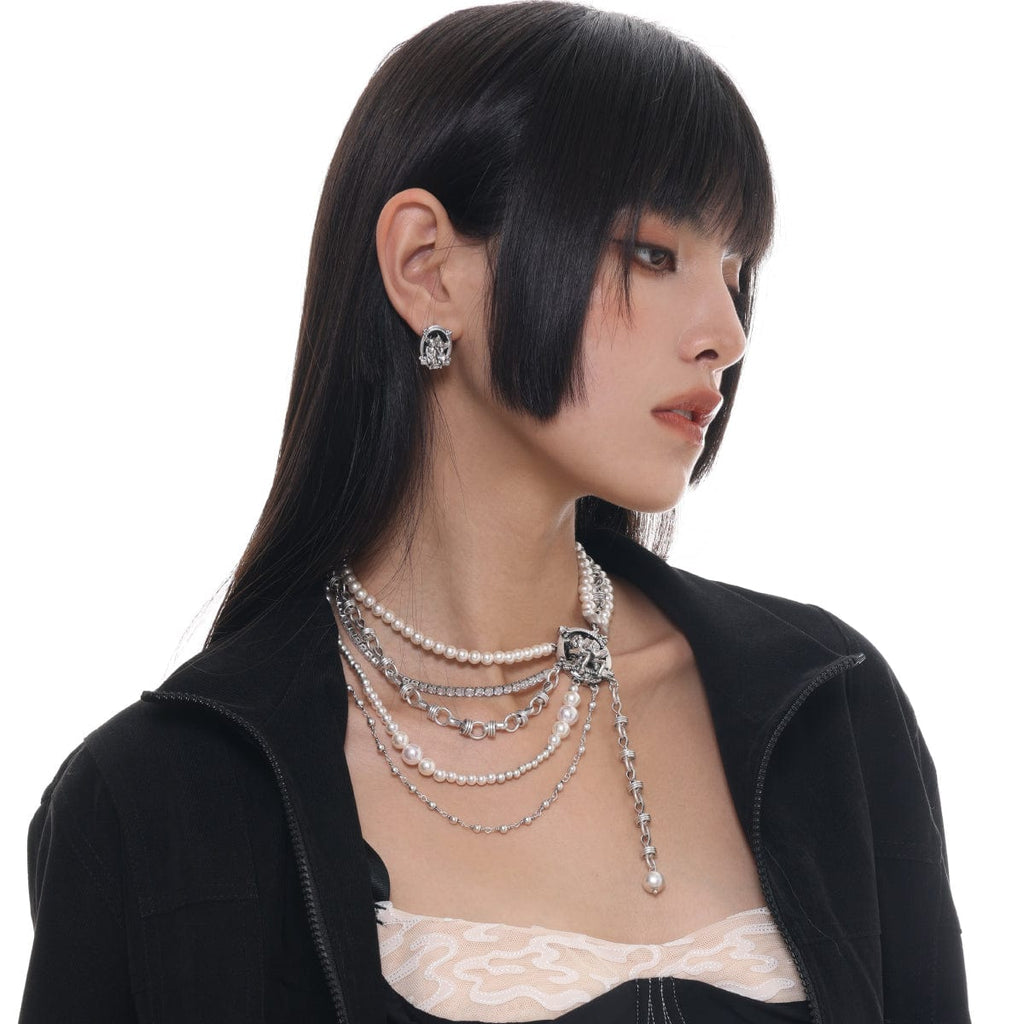 Kobine Women's Punk Angel Multilayer Necklace