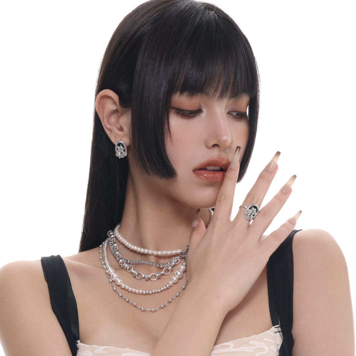 Kobine Women's Punk Angel Multilayer Necklace