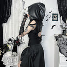 Kobine Women's Punk Buckle Faux Leather Short Cape with Hood