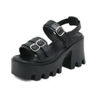 Kobine Women's Punk Buckles Chunky Sandals