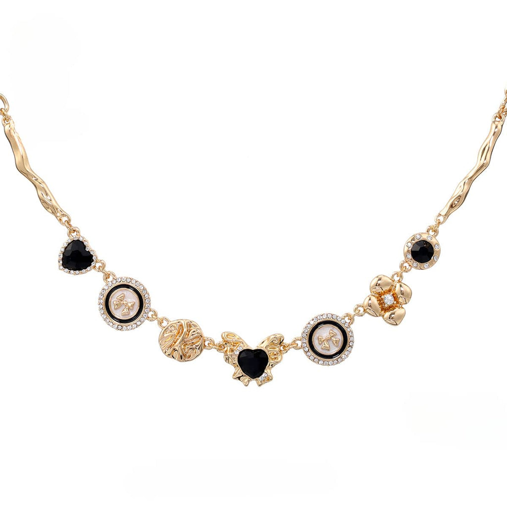 Kobine Women's Punk Butterfly Heart Diamante Necklace