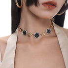 Kobine Women's Punk Button Diamante Necklace