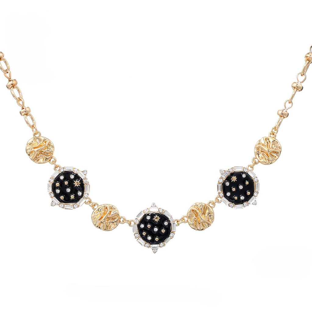 Kobine Women's Punk Button Diamante Necklace