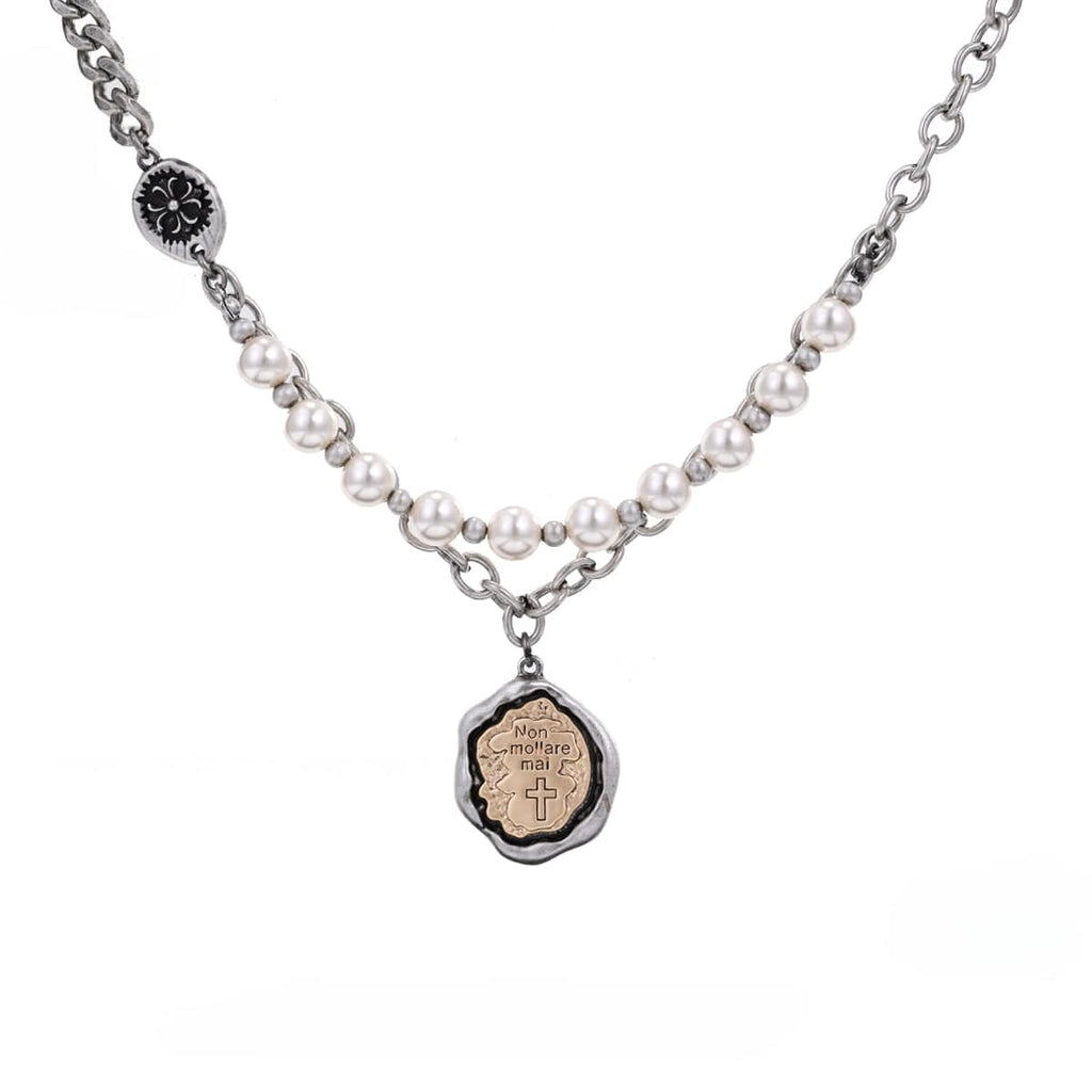 Kobine Women's Punk Button Diamante Necklace