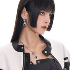 Kobine Women's Punk Can Opening Diamante Earrings