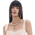 Kobine Women's Punk Cross Earrings