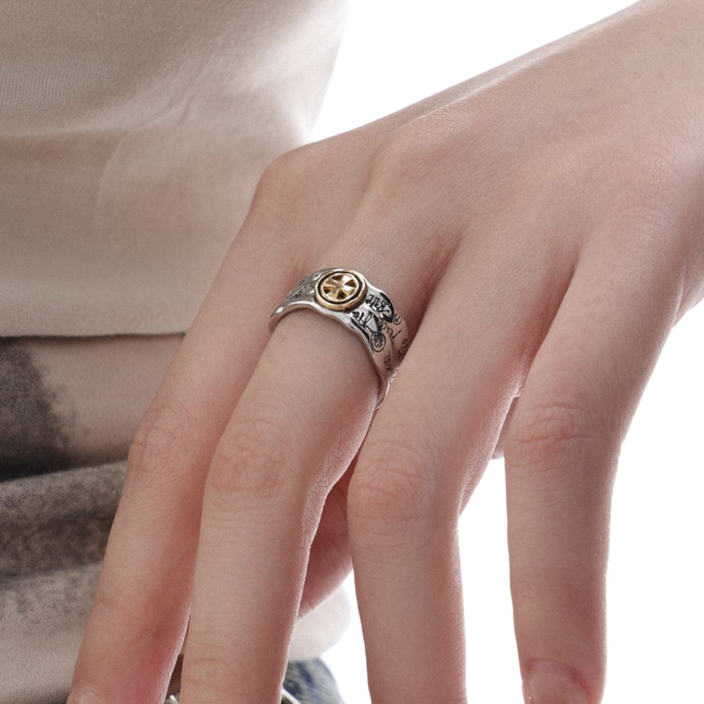 Kobine Women's Punk Cross Graffiti Open Ring