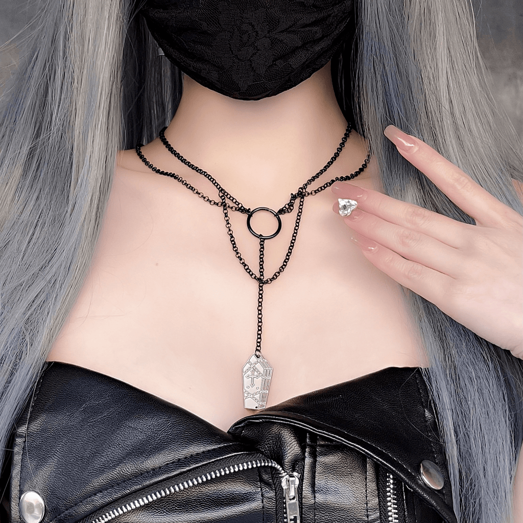 Kobine Women's Punk Cross Multi-layered Necklace