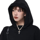 Kobine Damen Punk-Kreuz-Perlenkette