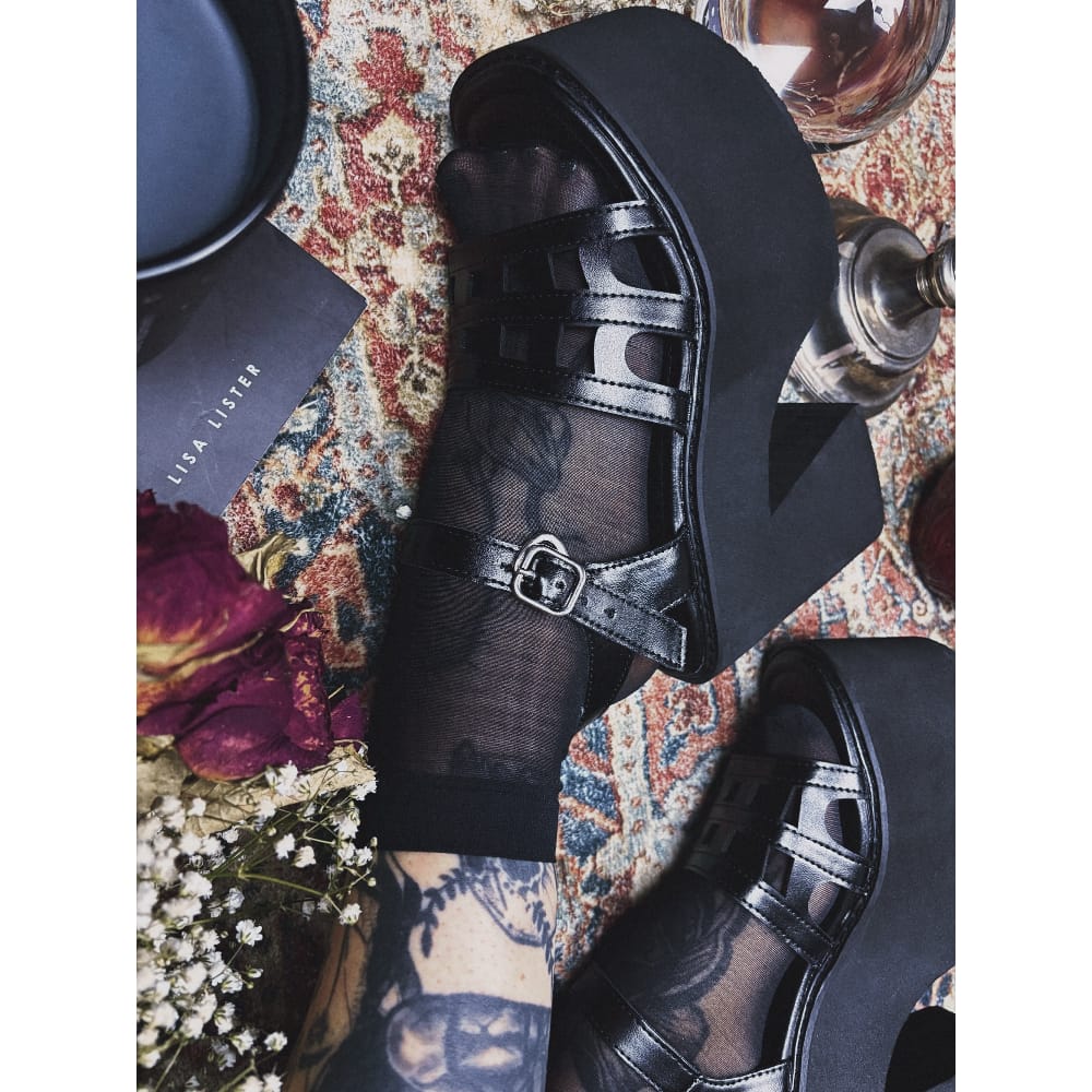 Kobine Women's Punk Cutout Buckle Platform Sandals