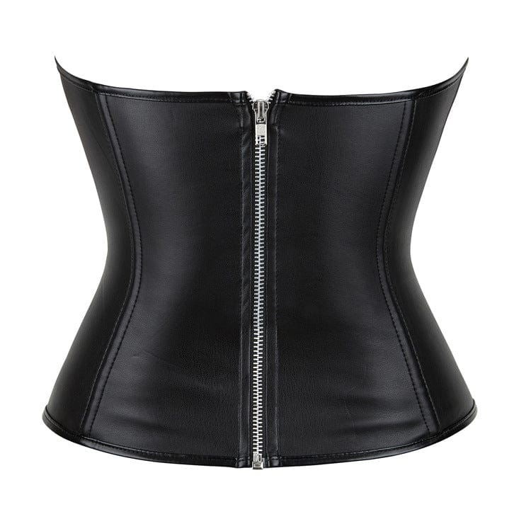Corsetto overbust in similpelle con ritagli punk da donna Kobine