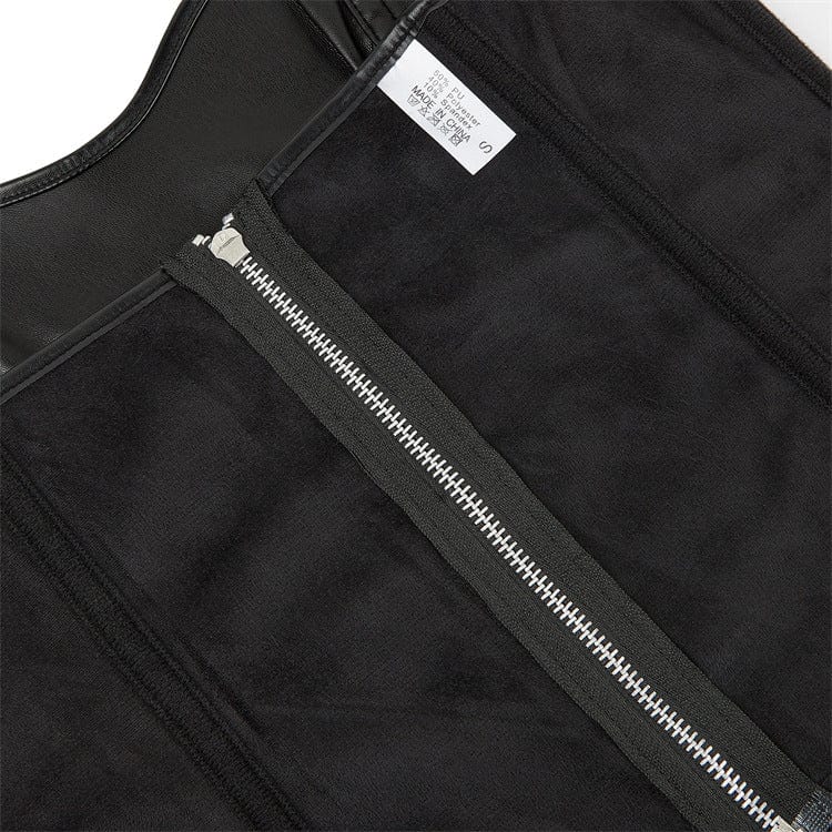 Corsetto overbust in similpelle con ritagli punk da donna Kobine