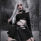 Kobine Women's Punk Cutout Mesh Splice Crop Top