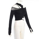 Kobine Women's Punk Cutout Mesh Splice Crop Top