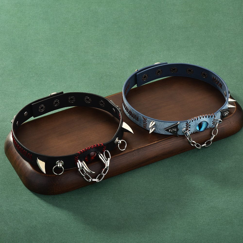 Kobine Women's Punk Devil's Eye Studded Choker