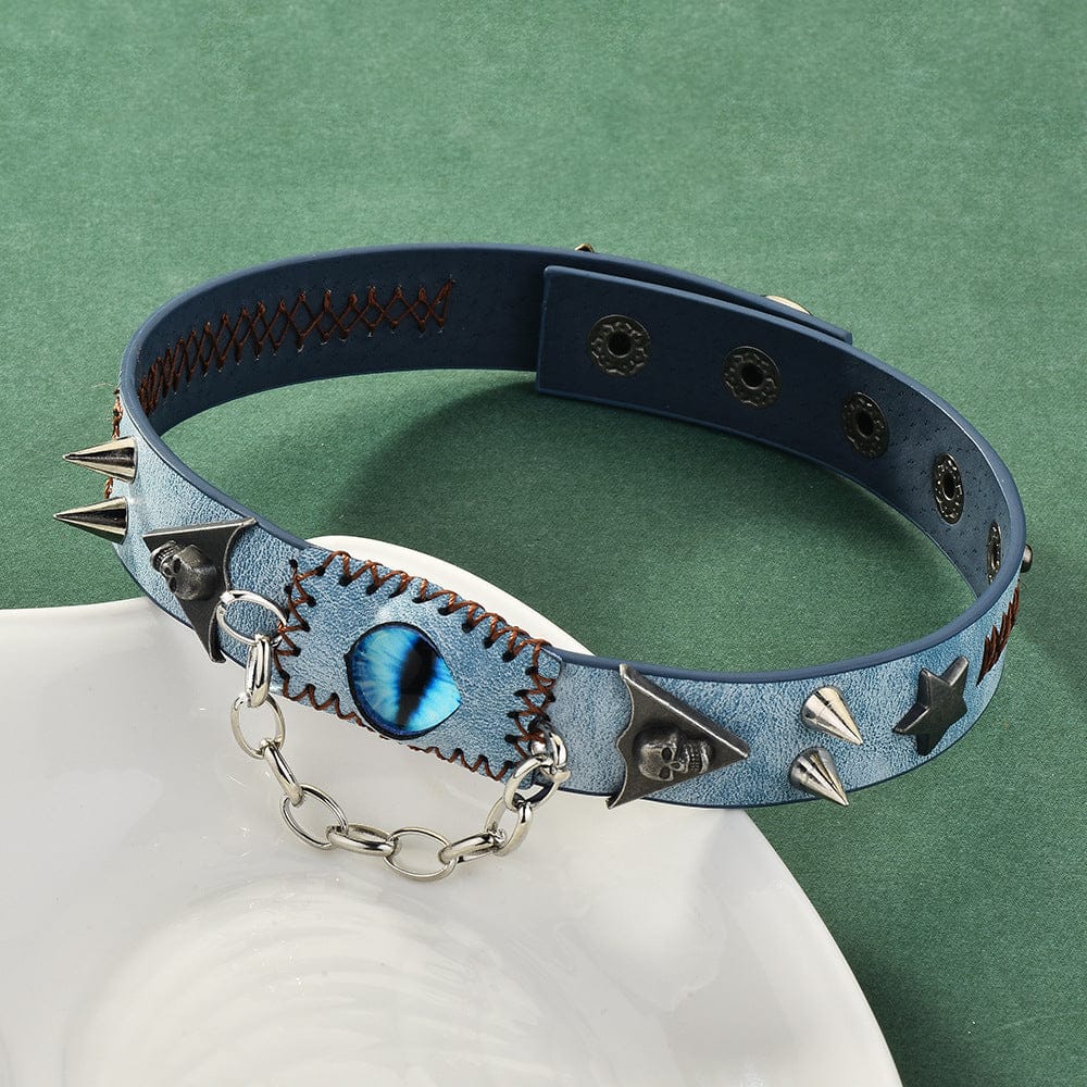 Kobine Women's Punk Devil's Eye Studded Choker