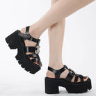 Kobine Women's Punk Diamante Buckle Platform Sandals