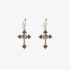 Kobine Women's Punk Diamante Floral Cross Earrings