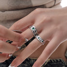 Kobine Women's Punk Diamante Graffiti Open Ring