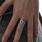 Kobine Women's Punk Diamante Graffiti Open Ring