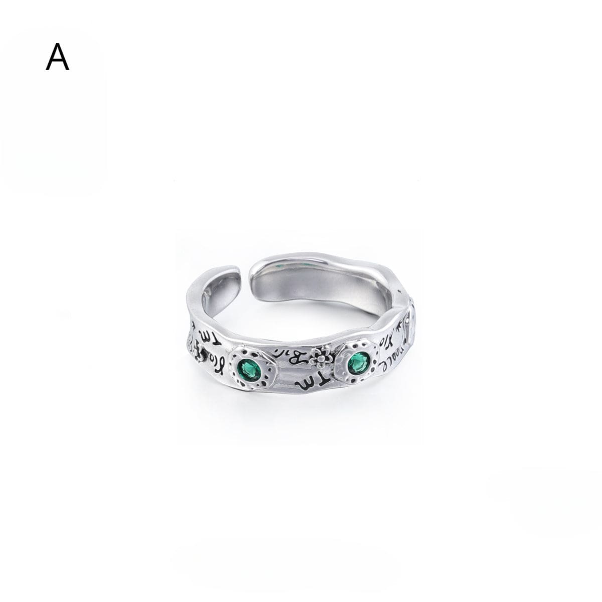 Kobine Women's Punk Diamante Graffiti Open Ring