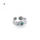 Kobine Women's Punk Diamante Graffiti Open Ring