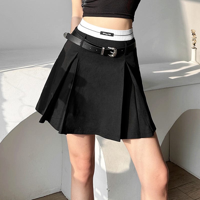 Kobine Women's Punk Elastic Skirt with Belt