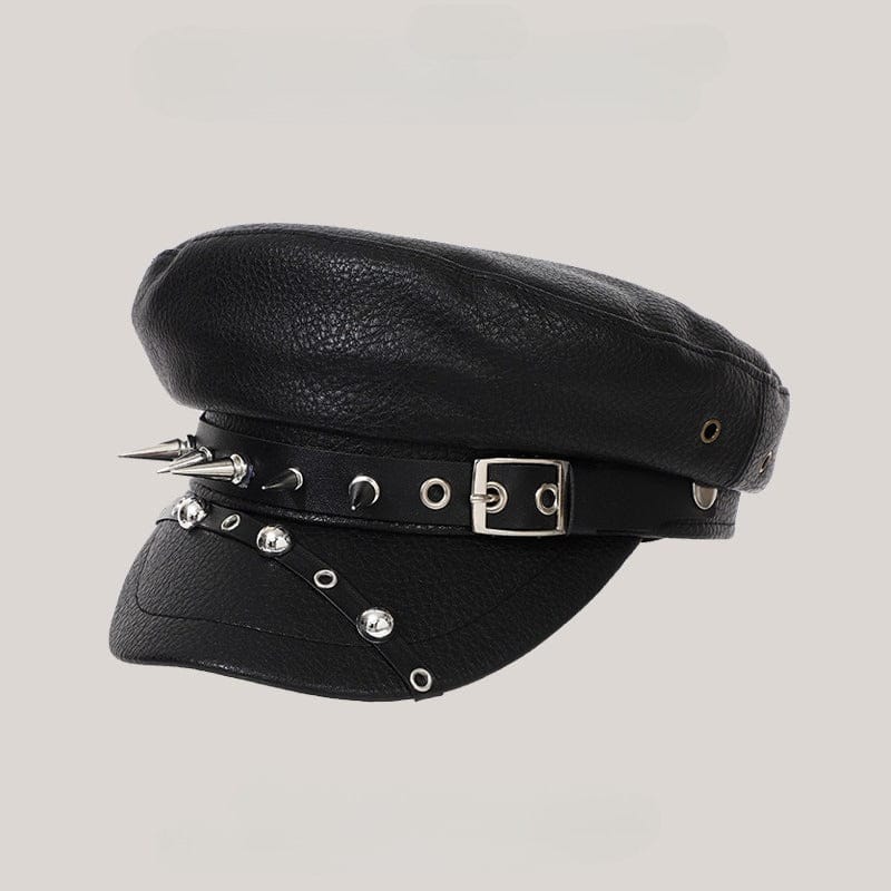 Kobine Women's Punk Eyelet Rivet Buckle Hat